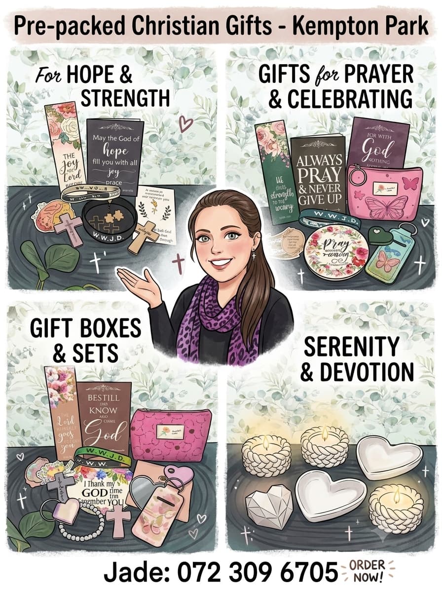 Jade's flyer: pre-packed Christian gifts for hope and strength, prayer and celebrating, gift boxes and sets, and serenity and devotion.